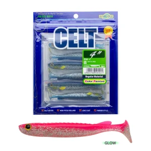 Vinilo EcoGear Celt 4″ COLOR 158 SUPER HOLOGRAM/PINK GLOW BACK